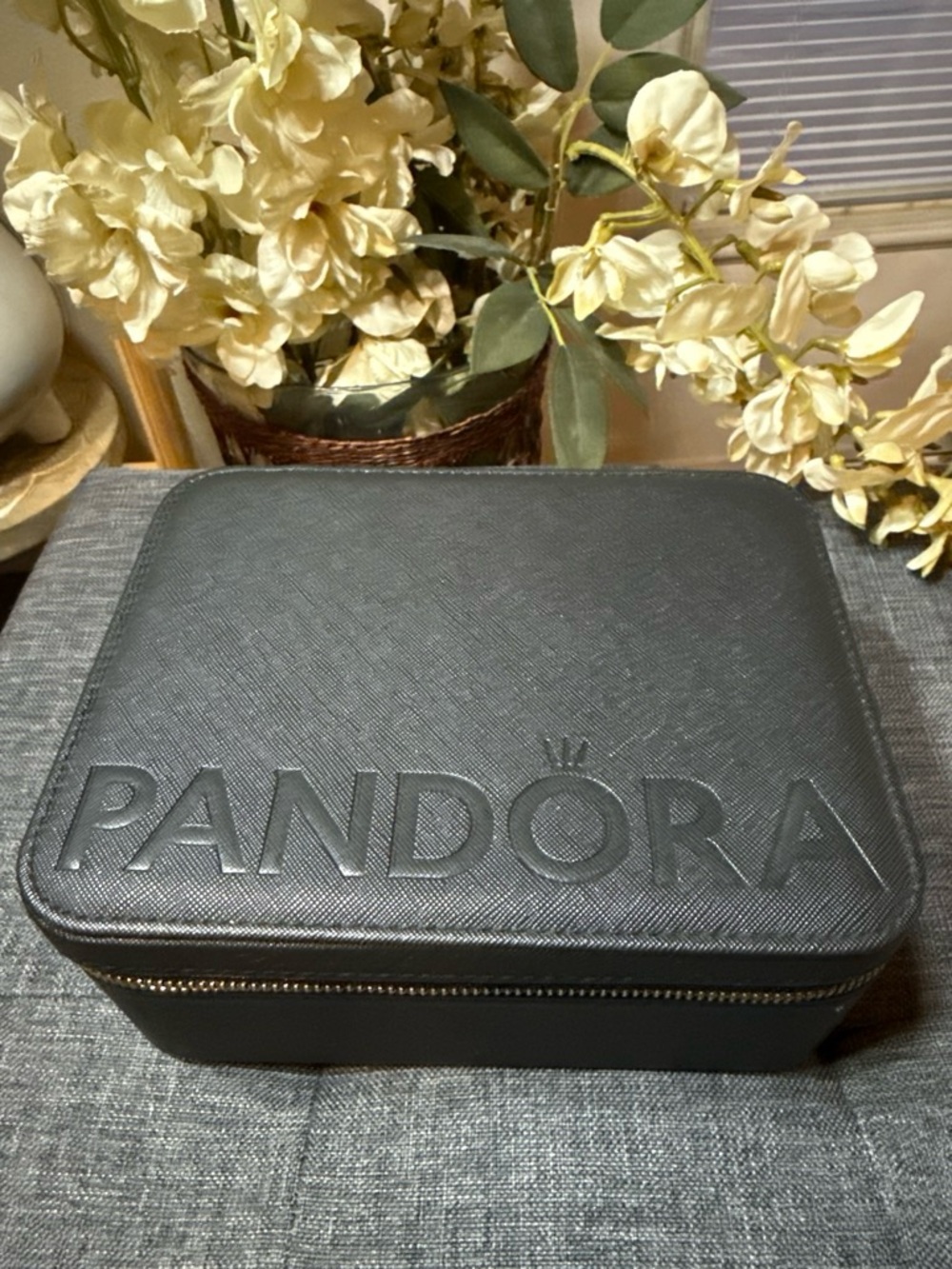 Pandora Black Travel Jewelry Case with Gold-Tone Zip